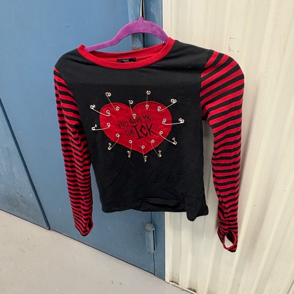 Social Collision Black and Red Long Sleeve Tee - Picture 2 of 2